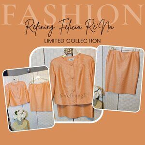 "Classic Elegance: Burnt Orange Suit from Le Suit Collection - Size 12"